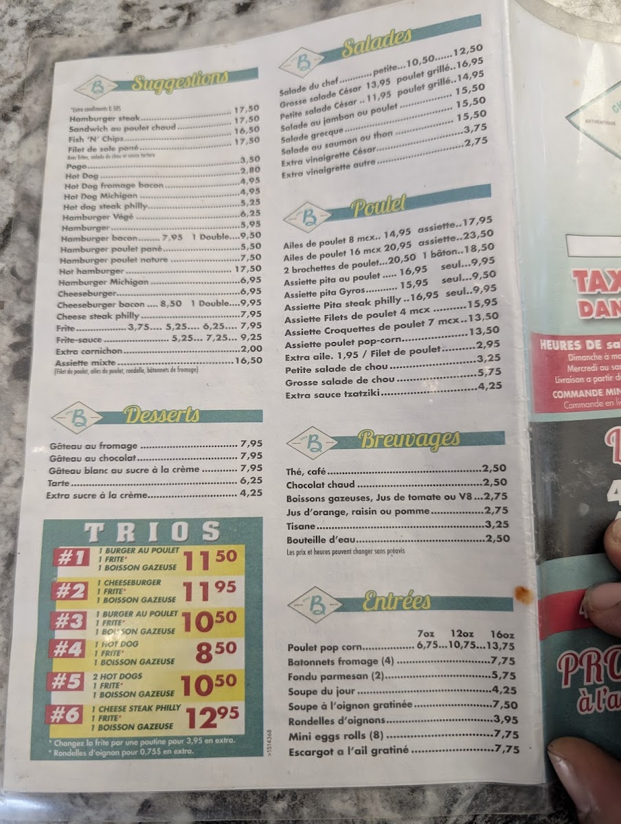 Restaurant Casse-Croute Chez B Menu - Image 2